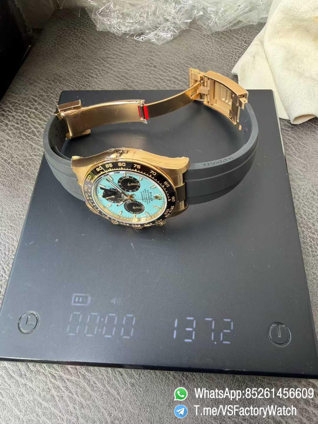 VSF Daytona 126518ln V2 137g Yellow Gold Case Turquoise Blue and Black Dial Black Cerachrom Bezel Oysterflex Bracelet DD4131 Movement 09 VSF Daytona 126518ln V2 137g Yellow Gold Case Turquoise Blue and Black Dial Black Cerachrom Bezel Oysterflex Bracelet DD4131 Movement 09