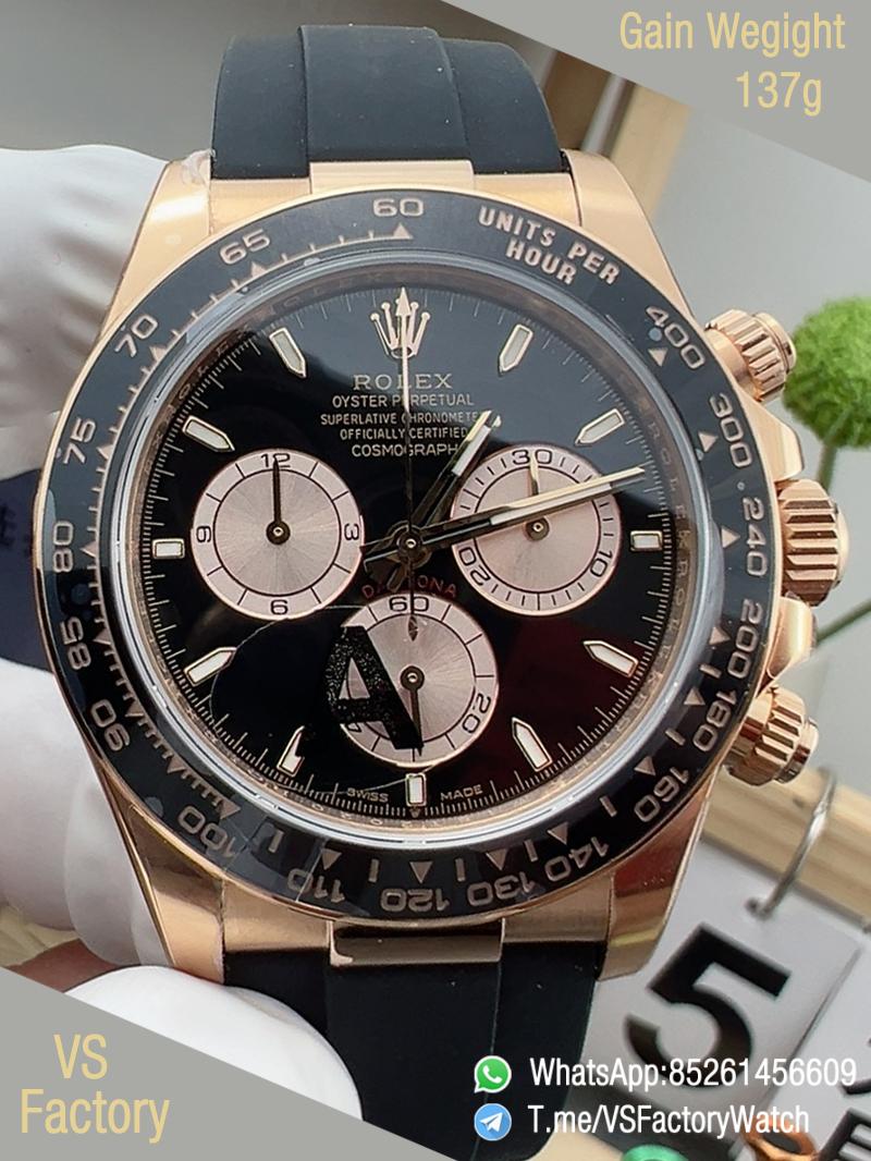 VSF Daytona Ref 126515LN Weight 137g Rose Gold Case Black and Sundust Dial Black Ceramic Bezel Oysterflex Bracelet DanDong 4131 Movement 00 VSF Daytona Ref 126515LN Weight 137g Rose Gold Case Black and Sundust Dial Black Ceramic Bezel Oysterflex Bracelet DanDong 4131 Movement 00