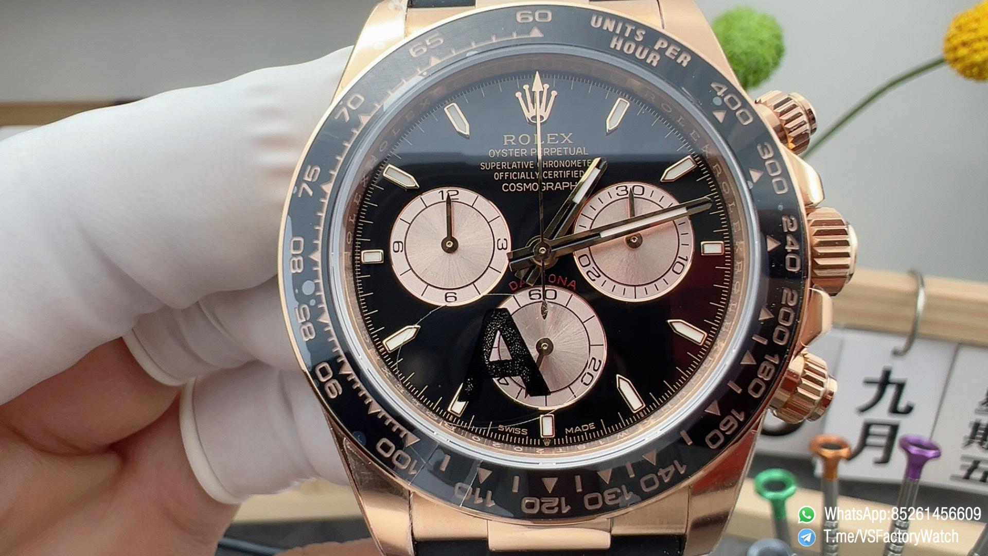 VSF Daytona Ref 126515LN Weight 137g Rose Gold Case Black and Sundust Dial Black Ceramic Bezel Oysterflex Bracelet DanDong 4131 Movement 02 VSF Daytona Ref 126515LN Weight 137g Rose Gold Case Black and Sundust Dial Black Ceramic Bezel Oysterflex Bracelet DanDong 4131 Movement 02