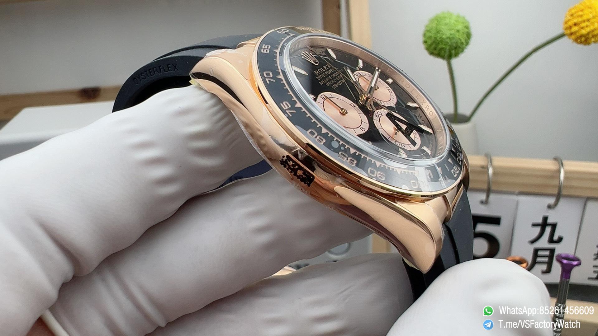 VSF Daytona Ref 126515LN Weight 137g Rose Gold Case Black and Sundust Dial Black Ceramic Bezel Oysterflex Bracelet DanDong 4131 Movement 04 VSF Daytona Ref 126515LN Weight 137g Rose Gold Case Black and Sundust Dial Black Ceramic Bezel Oysterflex Bracelet DanDong 4131 Movement 04