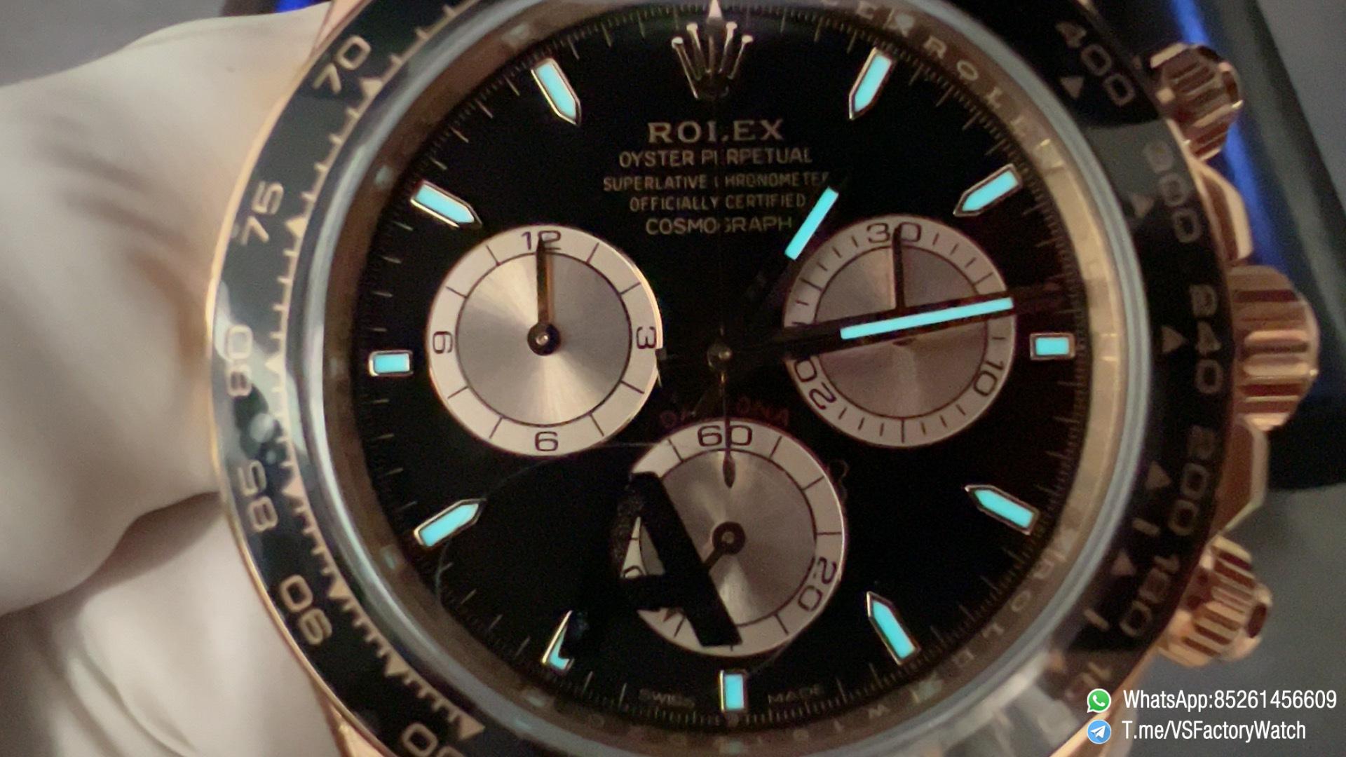 VSF Daytona Ref 126515LN Weight 137g Rose Gold Case Black and Sundust Dial Black Ceramic Bezel Oysterflex Bracelet DanDong 4131 Movement 08 VSF Daytona Ref 126515LN Weight 137g Rose Gold Case Black and Sundust Dial Black Ceramic Bezel Oysterflex Bracelet DanDong 4131 Movement 08