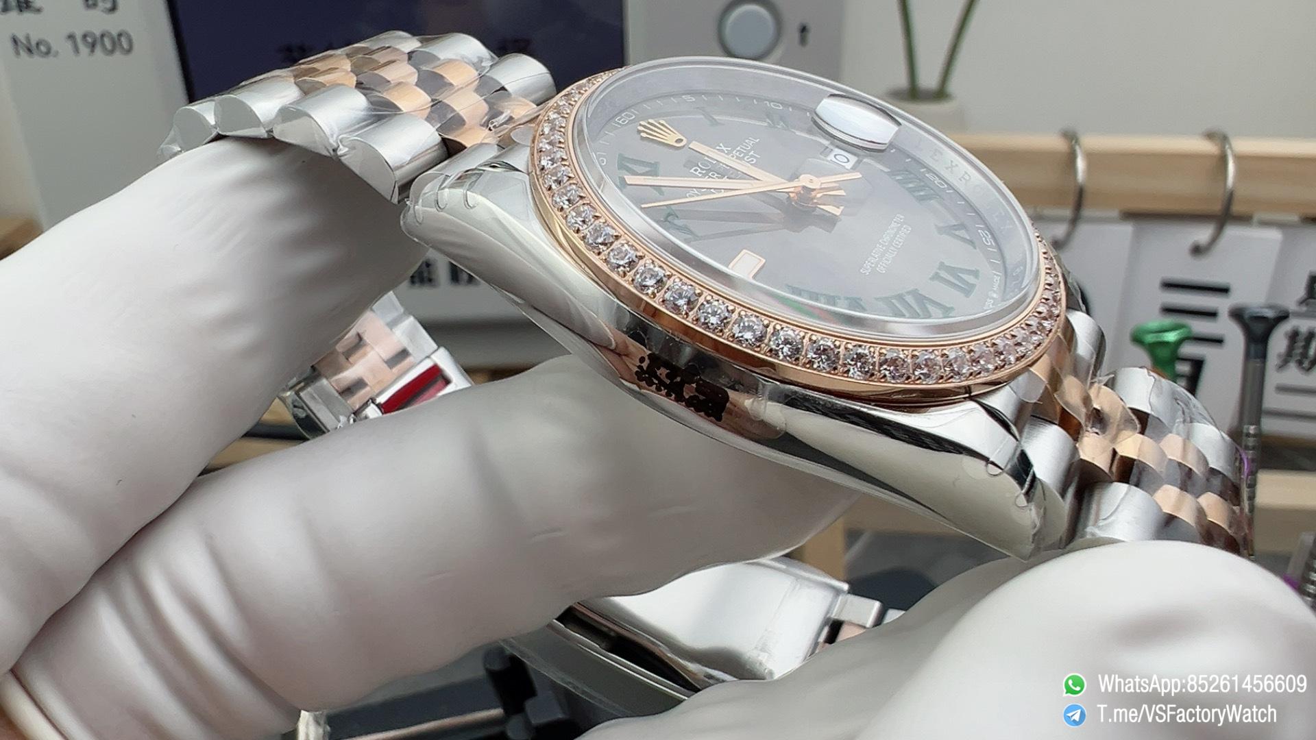 VSF Rolex DateJust 36mm 126231 Slate Dial wtih Green Roman Markers Diamond Bezel Two Tone Rose Gold Steel Jubilee Bracelet DD3235 Caliber 04 VSF Rolex DateJust 36mm 126231 Slate Dial wtih Green Roman Markers Diamond Bezel Two Tone Rose Gold Steel Jubilee Bracelet DD3235 Caliber 04