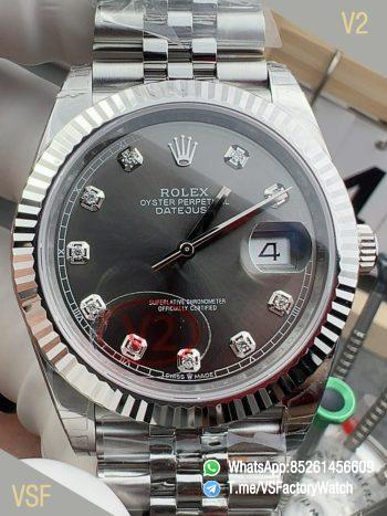 VSF Rolex DateJust 41MM Ref 126334 V2 Gain Weight 133g Gray Diamonds Set Dail 904L Steel Jubilee Bracelet DanDong 3235 Movement 00