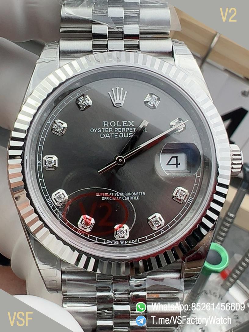 VSF Rolex DateJust 41MM Ref 126334 V2 Gain Weight 133g Gray Diamonds Set Dail 904L Steel Jubilee Bracelet DanDong 3235 Movement 00 VSF Rolex DateJust 41MM Ref 126334 V2 Gain Weight 133g Gray Diamonds Set Dail 904L Steel Jubilee Bracelet DanDong 3235 Movement 00