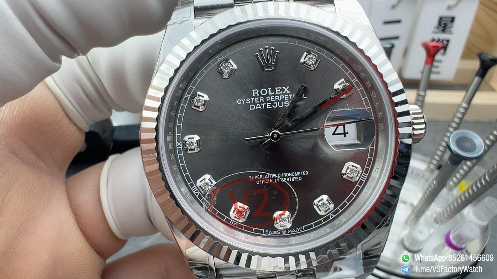 VSF Rolex DateJust 41MM Ref 126334 V2 Gain Weight 133g Gray Diamonds Set Dail 904L Steel Jubilee Bracelet DanDong 3235 Movement 02 VSF Rolex DateJust 41MM Ref 126334 V2 Gain Weight 133g Gray Diamonds Set Dail 904L Steel Jubilee Bracelet DanDong 3235 Movement 02