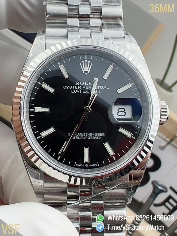 VSF Watch DateJust 36 REF 126234 0015 904L Steel Black Dial Stick Hour Markers on Jubilee Bracelet DanDong 3235 Movement 00 VSF Watch DateJust 36 REF 126234 0015 904L Steel Black Dial Stick Hour Markers on Jubilee Bracelet DanDong 3235 Movement 00