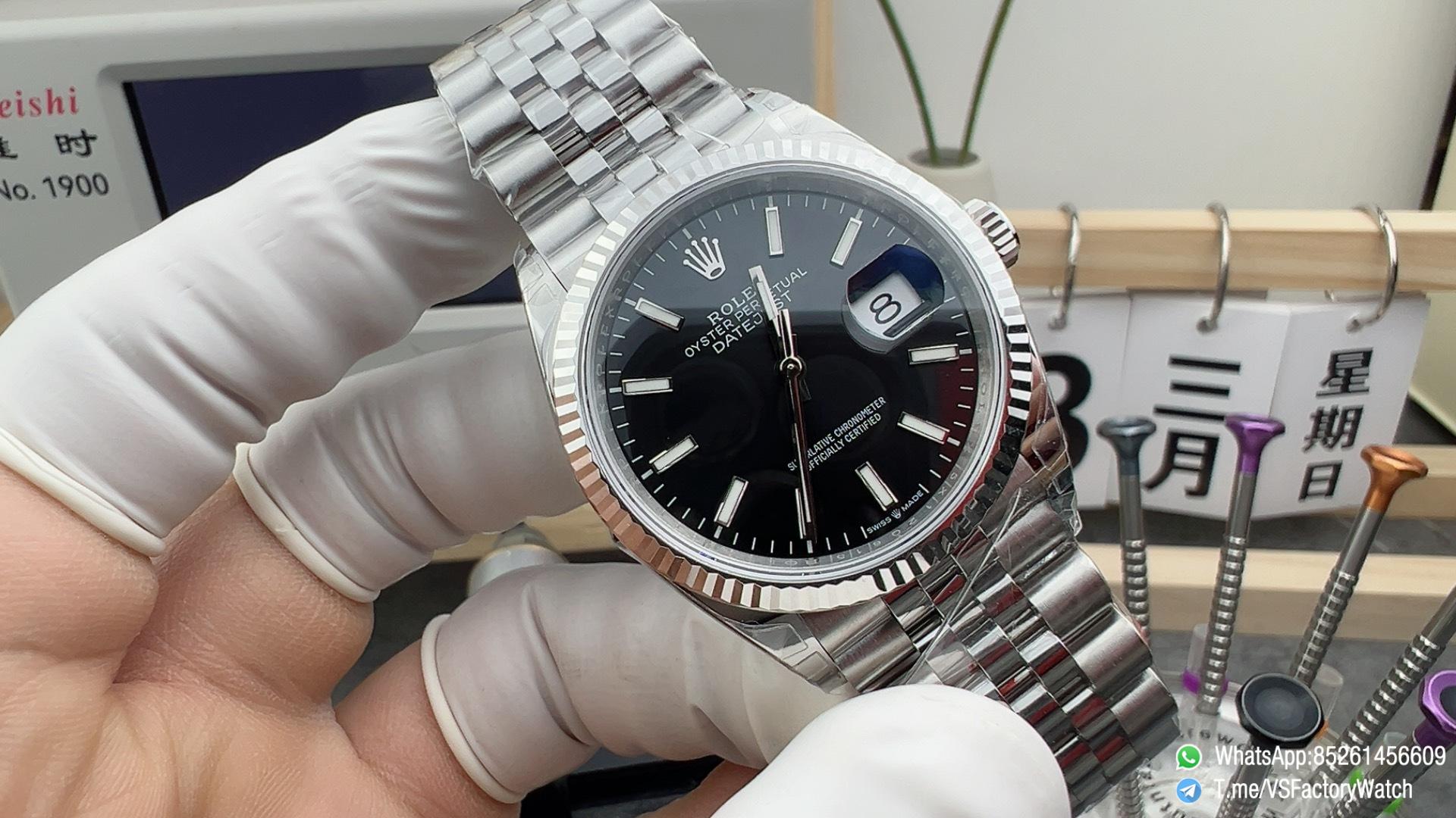 VSF Watch DateJust 36 REF 126234 0015 904L Steel Black Dial Stick Hour Markers on Jubilee Bracelet DanDong 3235 Movement 01 VSF Watch DateJust 36 REF 126234 0015 904L Steel Black Dial Stick Hour Markers on Jubilee Bracelet DanDong 3235 Movement 01