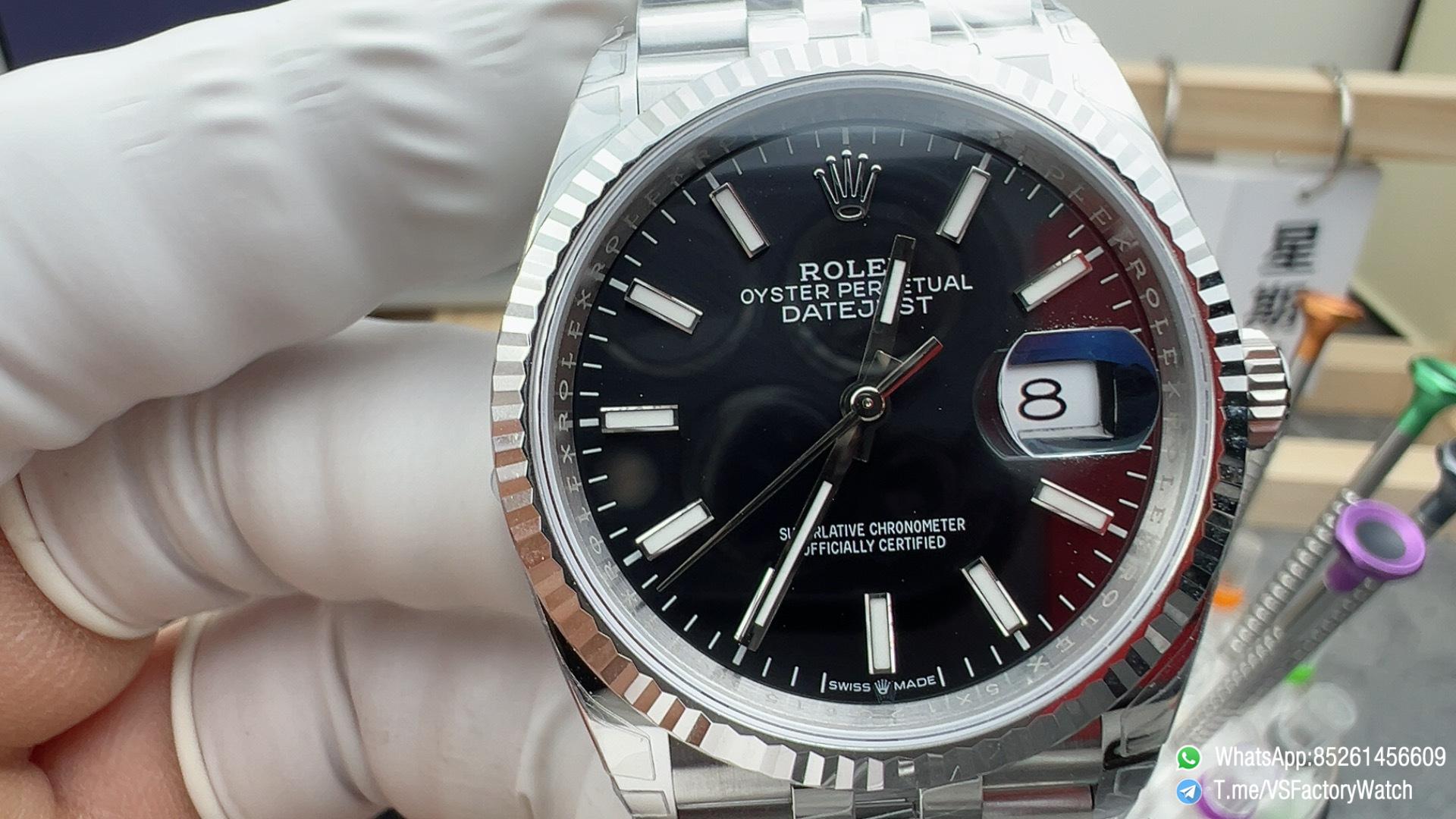 VSF Watch DateJust 36 REF 126234 0015 904L Steel Black Dial Stick Hour Markers on Jubilee Bracelet DanDong 3235 Movement 02 VSF Watch DateJust 36 REF 126234 0015 904L Steel Black Dial Stick Hour Markers on Jubilee Bracelet DanDong 3235 Movement 02