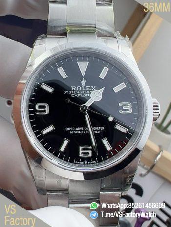 VSF Watch Explorer 36 REF 124270 904L Steel Black Dial wtih Stick and 3 6 9 Number Hour Markers Oyster Bracelet DD3230 Movement 00