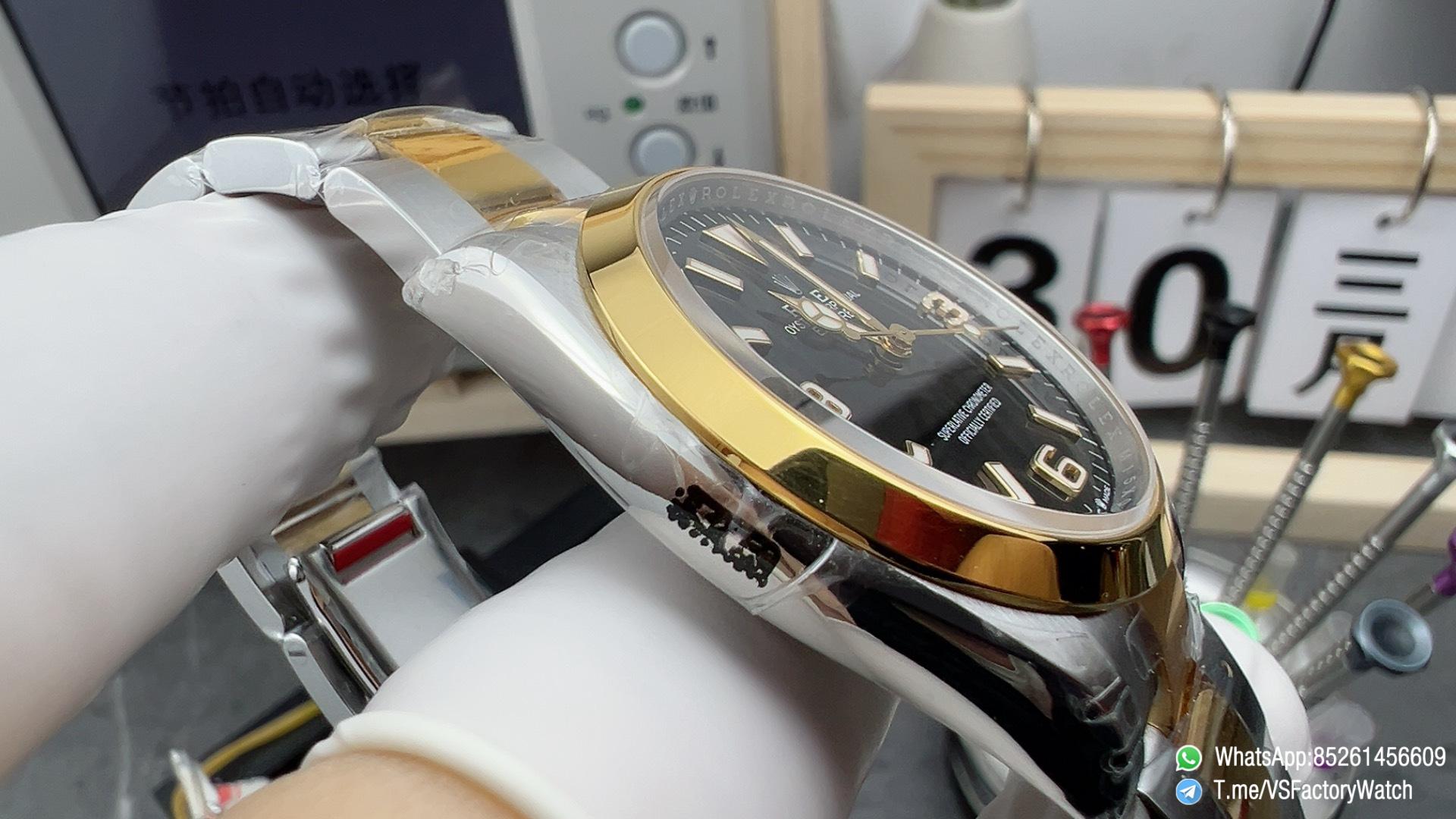 VSF Watch Two Tone Explorer 36 124273 Black Dial Stick and Number 3 6 9 Hour Markers Yellow Gold Bezel Oyster Bracelet DD3230 Calibre 04 VSF Watch Two Tone Explorer 36 124273 Black Dial Stick and Number 3 6 9 Hour Markers Yellow Gold Bezel Oyster Bracelet DD3230 Calibre 04