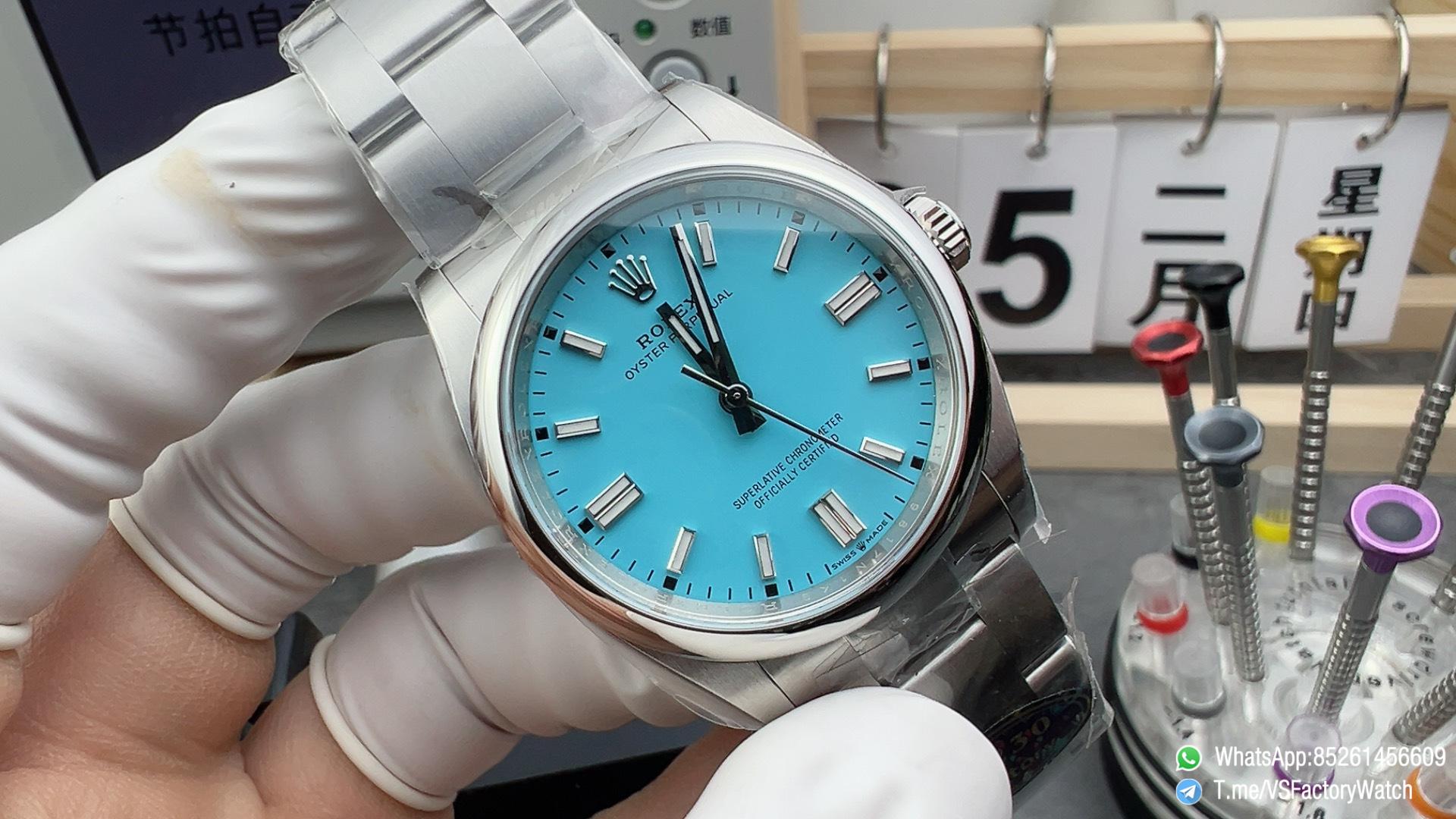 VSF Watch VSF Rolex OP Oyster Perpetual Tiffany Blue REF 126000 36mm 904L Steel Case and Bracelet DanDong 3235 Movement 01 VSF Watch VSF Rolex OP Oyster Perpetual Tiffany Blue REF 126000 36mm 904L Steel Case and Bracelet DanDong 3235 Movement 01
