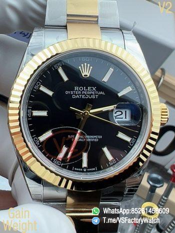 VSF Watches Datejust 41 mm V2 REF 126333 904L Oystersteel Yellow Gold Plated Black Dial Oyster Bracelet DanDong 3235 Movement 72 Hours PR 00