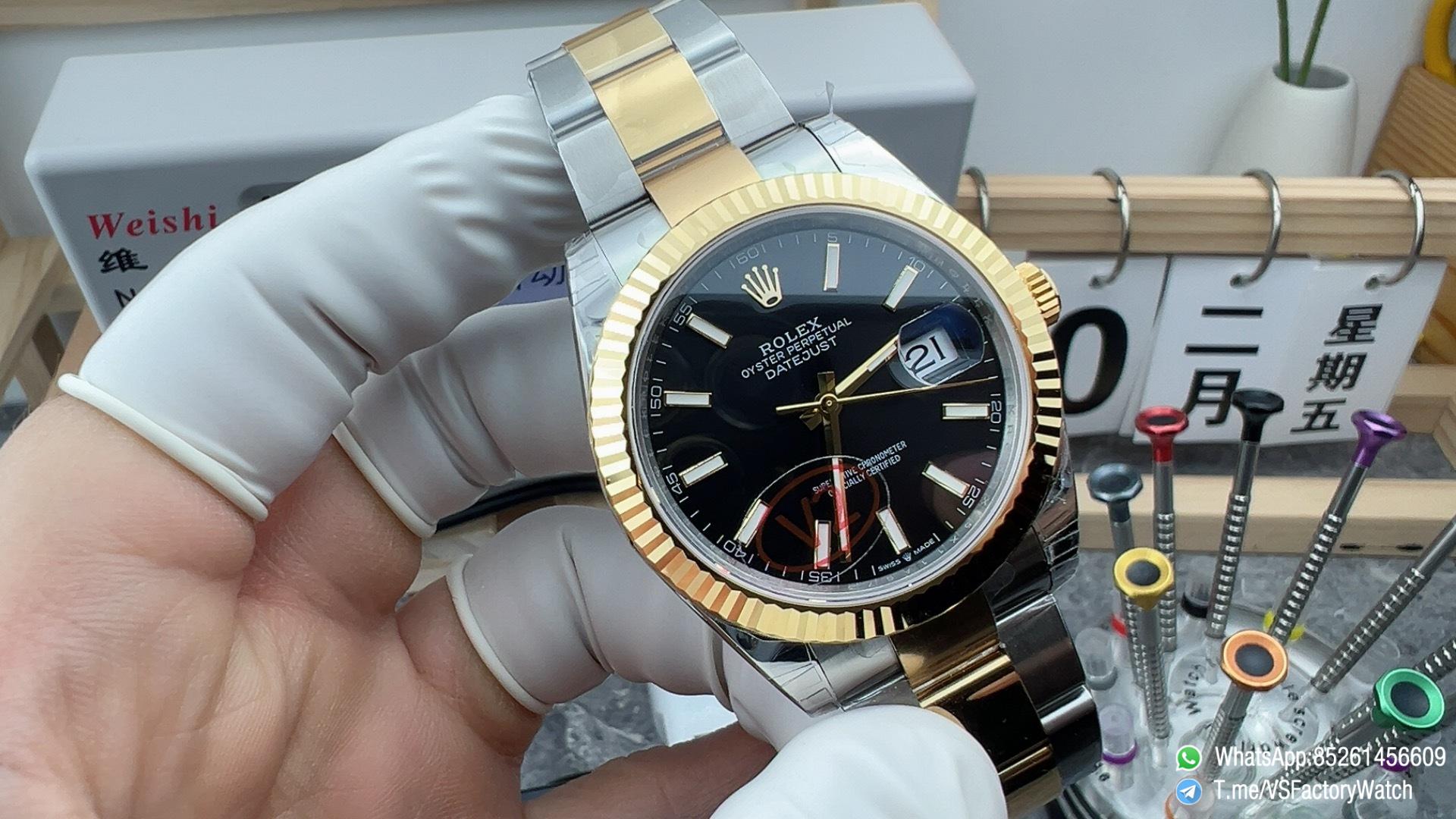 VSF Watches Datejust 41 mm V2 REF 126333 904L Oystersteel Yellow Gold Plated Black Dial Oyster Bracelet DanDong 3235 Movement 72 Hours PR 01 VSF Watches Datejust 41 mm V2 REF 126333 904L Oystersteel Yellow Gold Plated Black Dial Oyster Bracelet DanDong 3235 Movement 72 Hours PR 01