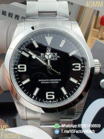 VSF Watches Explorer 40 224270 904L Steel Black Dial wtih Stick and Number 3 6 9 Hour Markers Oyster Bracelet DD3230 Movement 00