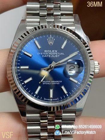 VS Factory Watch Datejust 36 Ref 126234 Blue Dial Fluted Bezel 904L Steel Case and Jubilee Bracelet DanDong 3235 Movement 00