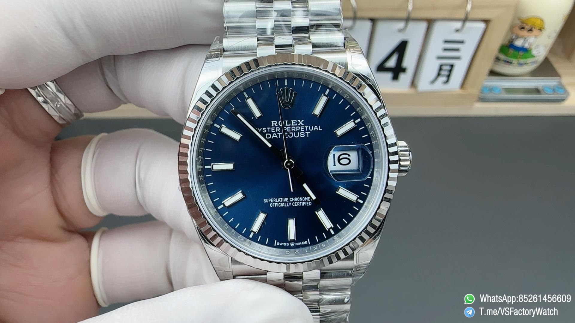 VS Factory Watch Datejust 36 Ref 126234 Blue Dial Fluted Bezel 904L Steel Case and Jubilee Bracelet DanDong 3235 Movement 01 VS Factory Watch Datejust 36 Ref 126234 Blue Dial Fluted Bezel 904L Steel Case and Jubilee Bracelet DanDong 3235 Movement 01