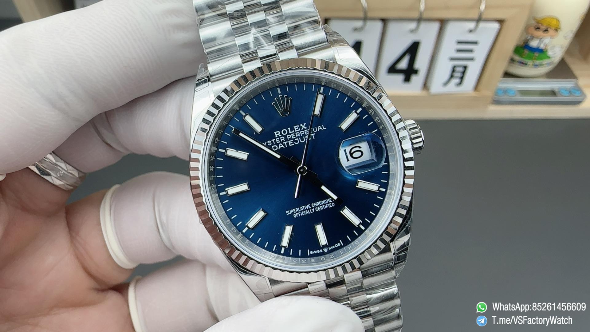VS Factory Watch Datejust 36 Ref 126234 Blue Dial Fluted Bezel 904L Steel Case and Jubilee Bracelet DanDong 3235 Movement 02 VS Factory Watch Datejust 36 Ref 126234 Blue Dial Fluted Bezel 904L Steel Case and Jubilee Bracelet DanDong 3235 Movement 02