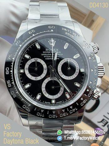 VS Factory Watch Daytona 116500LN 904L Steel Black Dial Black Ceramic Bezel DanDong 4130 Movement 00