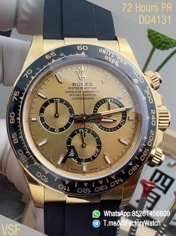 VS Factory Watch Daytona 126518LN Yellow Gold Dial with Black Rings Black Ceramic Bezel Oysterflex Strap DanDong 4131 Calibre 00