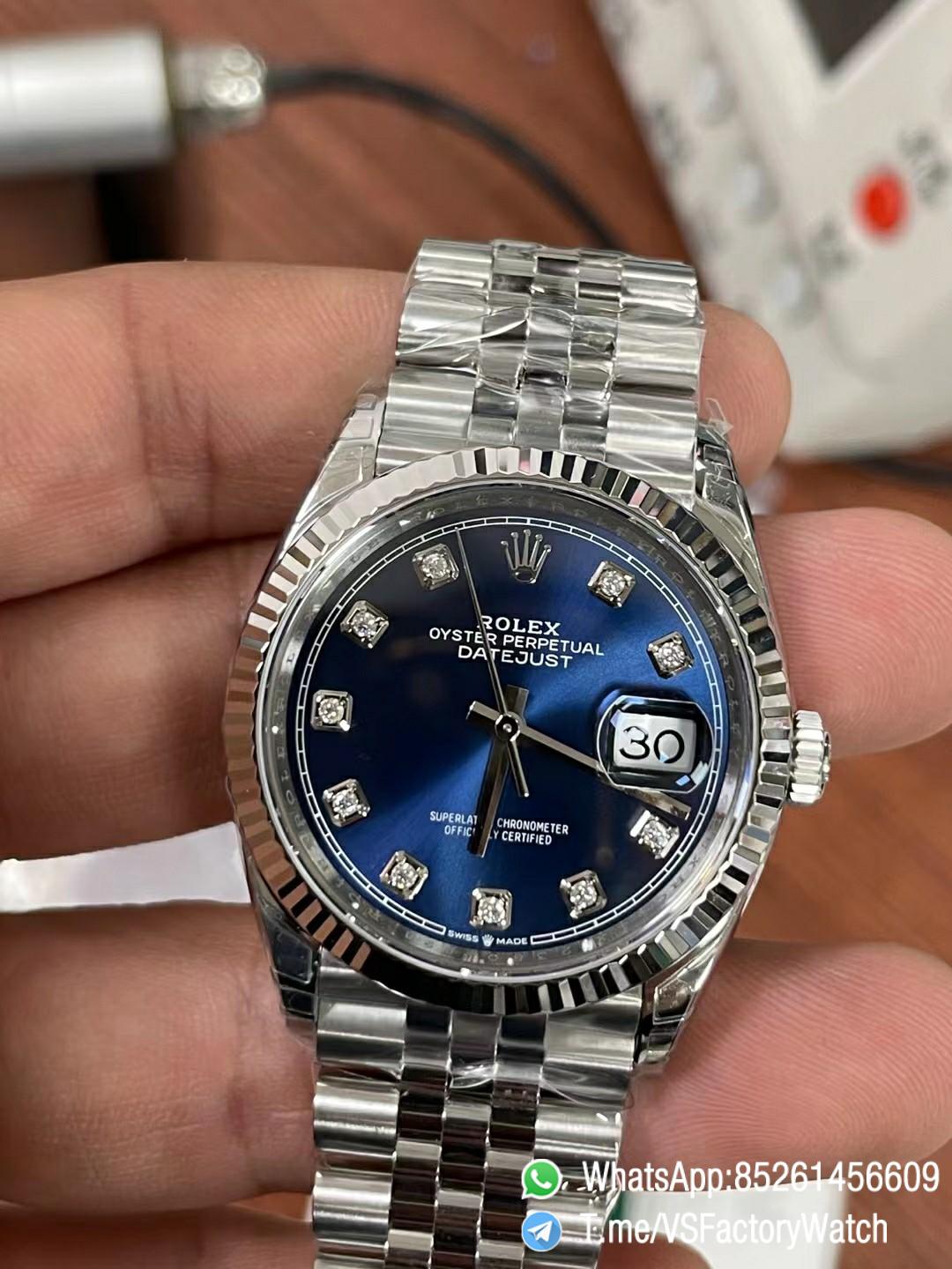 VS Factory Watches Datejust 36 Ref 126234 Blue and Diamond Set Dial 904L Steel Case and Jubilee Bracelet DanDong 3235 Movement 01 VS Factory Watches Datejust 36 Ref 126234 Blue and Diamond Set Dial 904L Steel Case and Jubilee Bracelet DanDong 3235 Movement 01