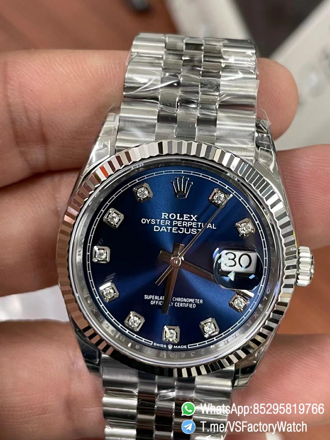 VS Factory Watches Datejust 36 Ref 126234 Blue and Diamond Set Dial 904L Steel Case and Jubilee Bracelet DanDong 3235 Movement 03 VS Factory Watches Datejust 36 Ref 126234 Blue and Diamond Set Dial 904L Steel Case and Jubilee Bracelet DanDong 3235 Movement 03