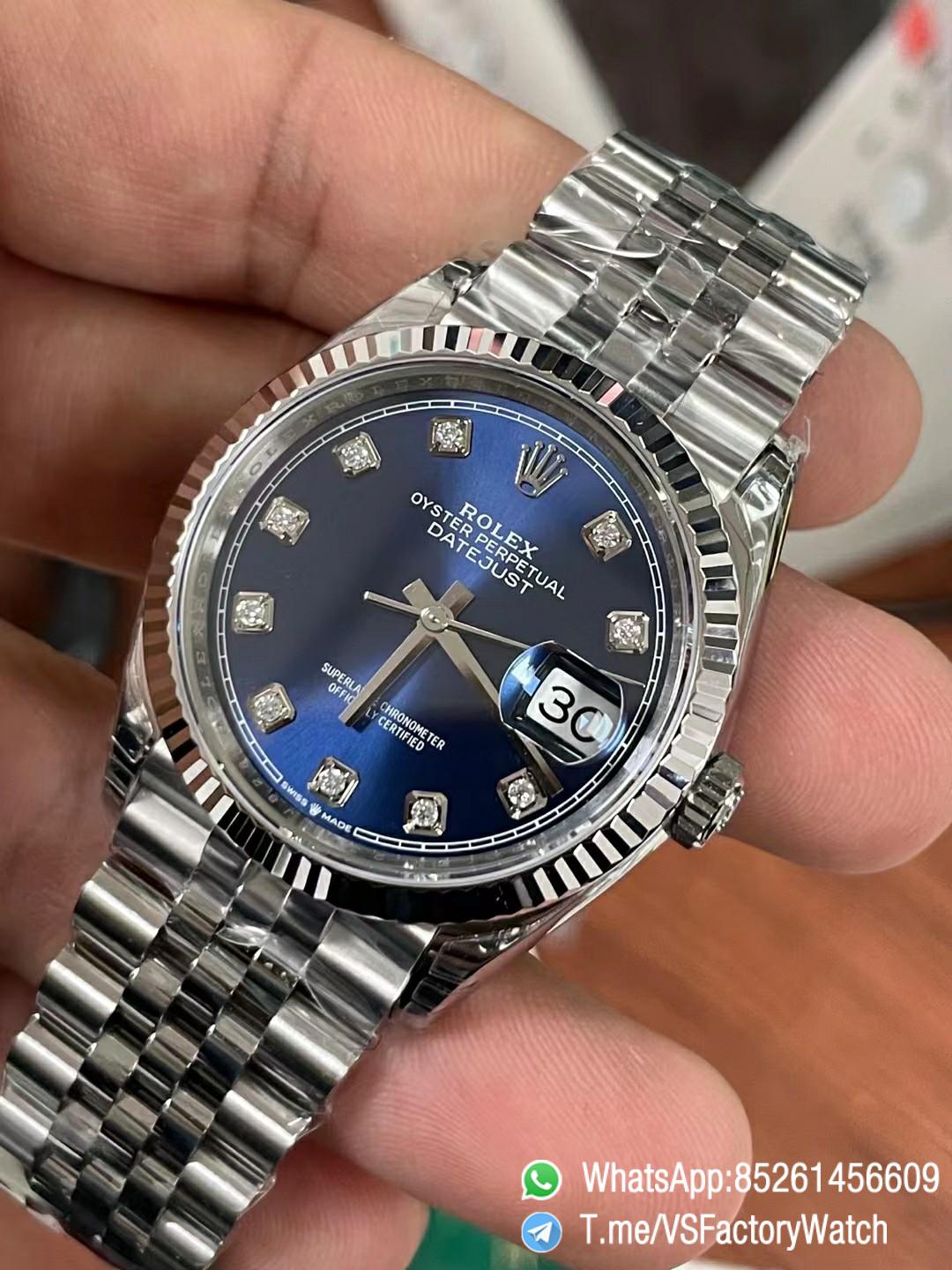 VS Factory Watches Datejust 36 Ref 126234 Blue and Diamond Set Dial 904L Steel Case and Jubilee Bracelet DanDong 3235 Movement 05 VS Factory Watches Datejust 36 Ref 126234 Blue and Diamond Set Dial 904L Steel Case and Jubilee Bracelet DanDong 3235 Movement 05
