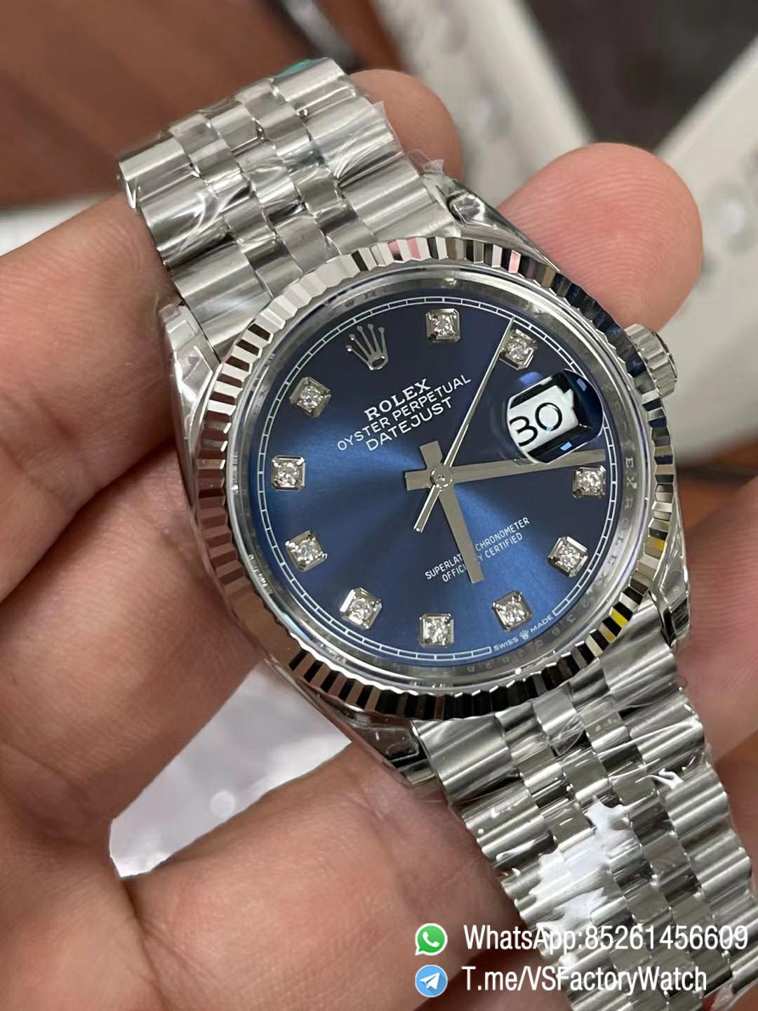 VS Factory Watches Datejust 36 Ref 126234 Blue and Diamond Set Dial 904L Steel Case and Jubilee Bracelet DanDong 3235 Movement 06 VS Factory Watches Datejust 36 Ref 126234 Blue and Diamond Set Dial 904L Steel Case and Jubilee Bracelet DanDong 3235 Movement 06