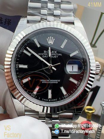 VSF Watch DateJust 41 Ref 126334 Black Dail Fluted Bezel 904L Steel Metal Case and Jubilee Bracelet DanDong 3235 Movement 00