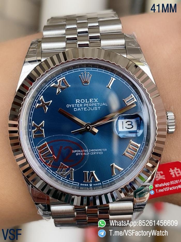VSF Watch Datejust 41 Ref 126334 Blue Dial with Roma Number Hour Markers 904L Steel Case and Jubilee Bracelet DD3235 Calibre 00 VSF Watch Datejust 41 Ref 126334 Blue Dial with Roma Number Hour Markers 904L Steel Case and Jubilee Bracelet DD3235 Calibre 00