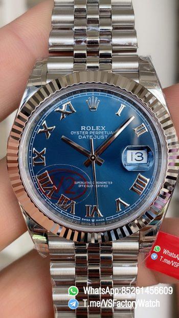 VSF Watch Datejust 41 Ref 126334 Blue Dial with Roma Number Hour Markers 904L Steel Case and Jubilee Bracelet DD3235 Calibre 01