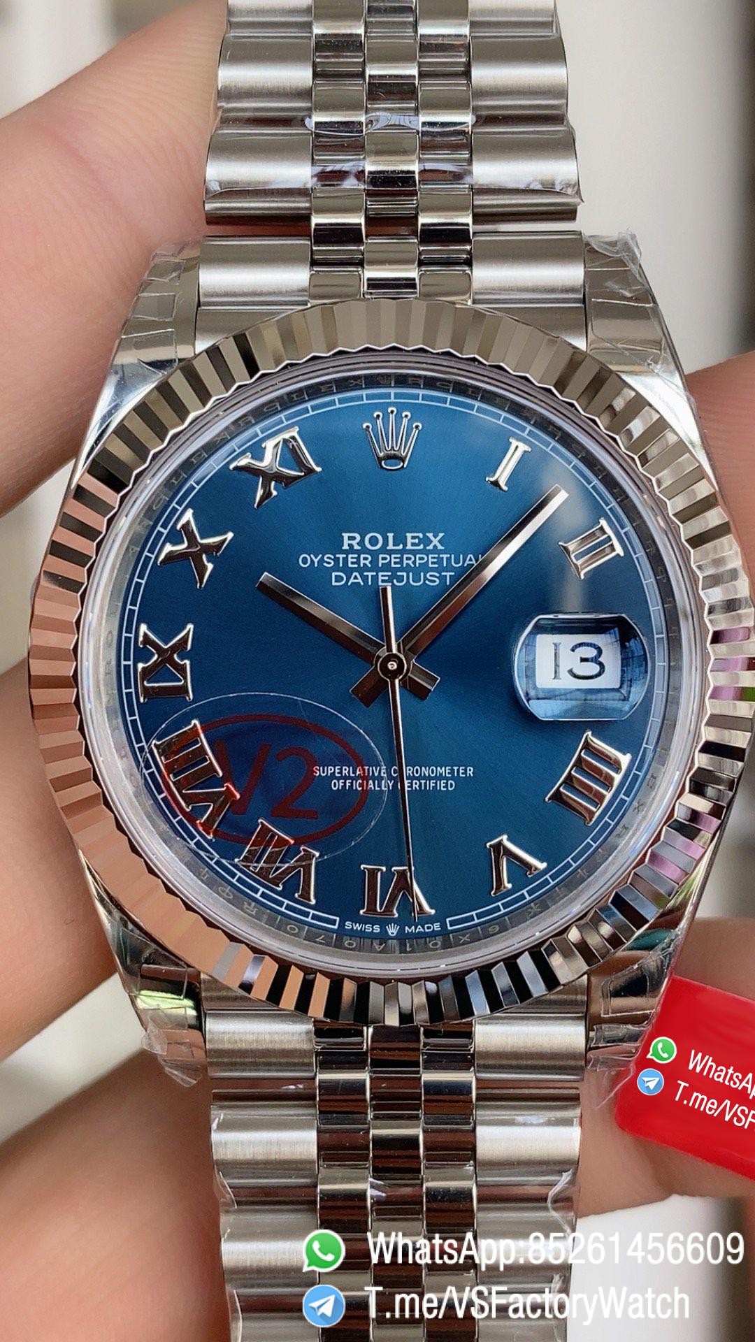 VSF Watch Datejust 41 Ref 126334 Blue Dial with Roma Number Hour Markers 904L Steel Case and Jubilee Bracelet DD3235 Calibre 01 VSF Watch Datejust 41 Ref 126334 Blue Dial with Roma Number Hour Markers 904L Steel Case and Jubilee Bracelet DD3235 Calibre 01