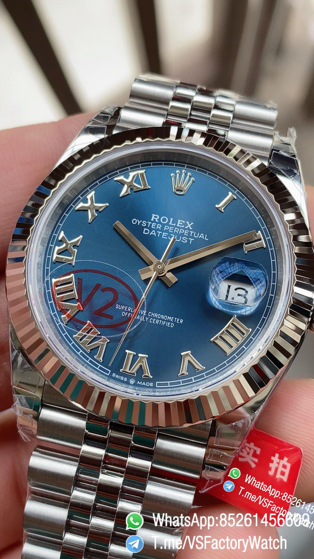 VSF Watch Datejust 41 Ref 126334 Blue Dial with Roma Number Hour Markers 904L Steel Case and Jubilee Bracelet DD3235 Calibre 03 VSF Watch Datejust 41 Ref 126334 Blue Dial with Roma Number Hour Markers 904L Steel Case and Jubilee Bracelet DD3235 Calibre 03
