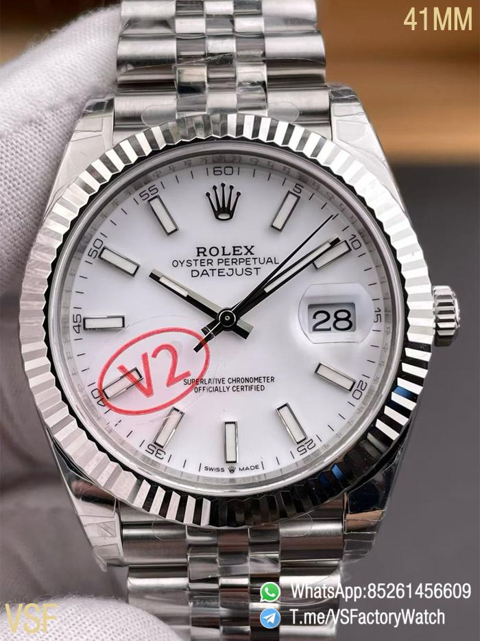 VSF Watch Datejust 41 V2 Ref 126334 White Dial Fluted Bezel 904L Steel Case and Jubilee Bracelet DanDong 3235 Movement 00 VSF Watch Datejust 41 V2 Ref 126334 White Dial Fluted Bezel 904L Steel Case and Jubilee Bracelet DanDong 3235 Movement 00