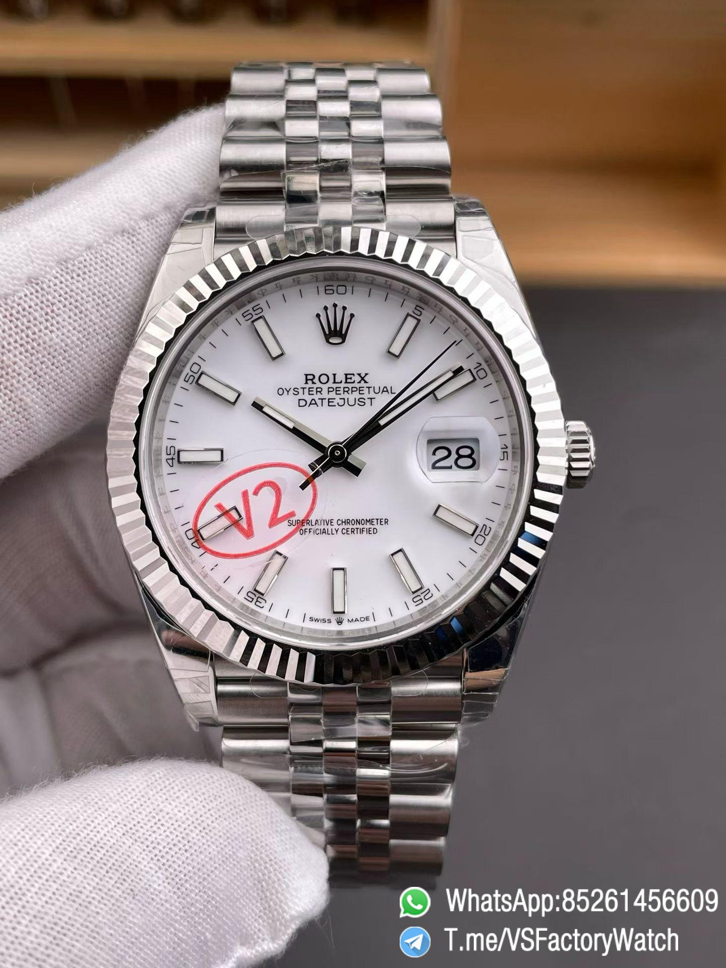 VSF Watch Datejust 41 V2 Ref 126334 White Dial Fluted Bezel 904L Steel Case and Jubilee Bracelet DanDong 3235 Movement 02 VSF Watch Datejust 41 V2 Ref 126334 White Dial Fluted Bezel 904L Steel Case and Jubilee Bracelet DanDong 3235 Movement 02