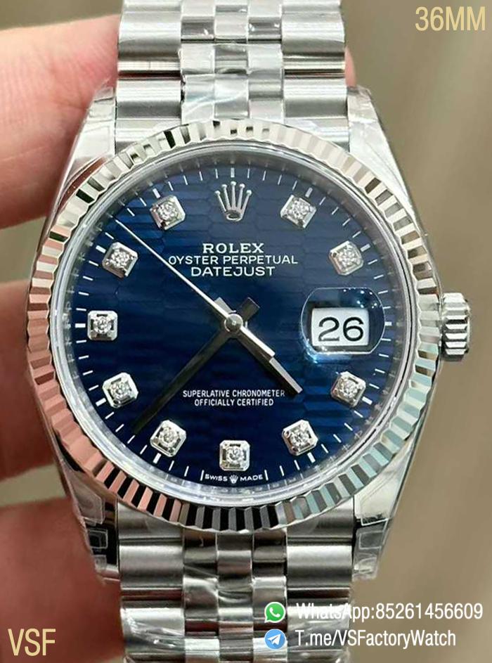 VSF Watches Datejust 36 Ref 126234 Bright Blue Fluted Motif and Diamond Set Dial 904L Steel Case and Jubilee Bracelet DanDong 3235 Movement 00 VSF Watches Datejust 36 Ref 126234 Bright Blue Fluted Motif and Diamond Set Dial 904L Steel Case and Jubilee Bracelet DanDong 3235 Movement 00