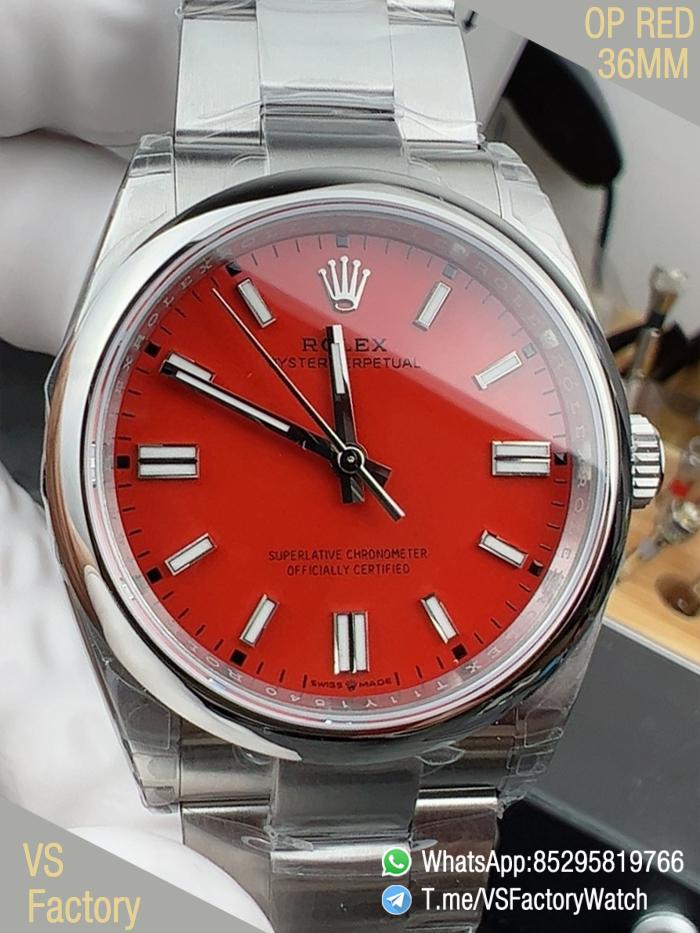 VS Factory Rolex Oyster Perpetual 36 Red Dial 126000 Oyster Bracelet DanDong 3230 72 Hours Power Reserve 00 VS Factory Rolex Oyster Perpetual 36 Red Dial 126000 Oyster Bracelet DanDong 3230 72 Hours Power Reserve 00