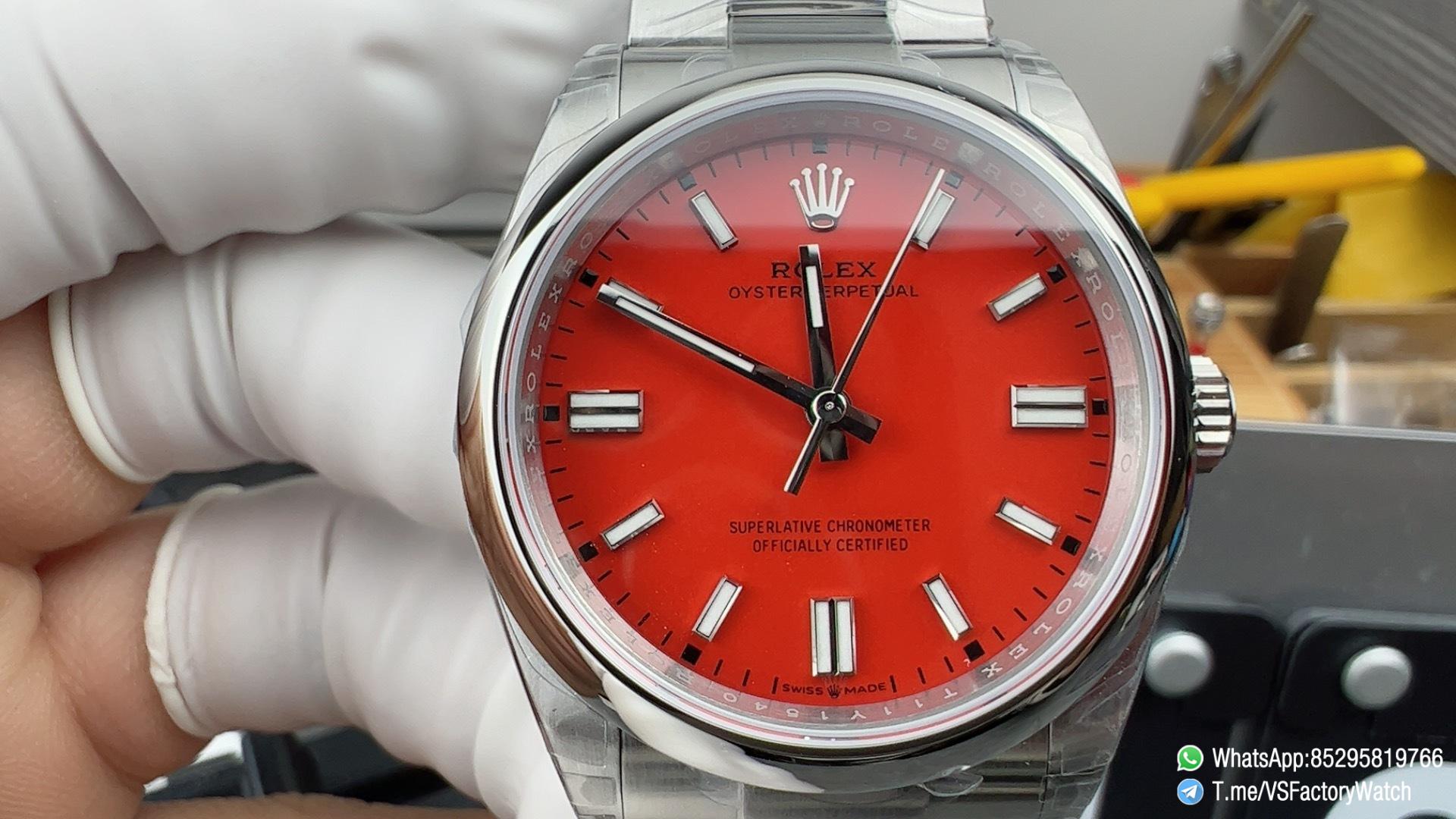 VS Factory Rolex Oyster Perpetual 36 Red Dial 126000 Oyster Bracelet DanDong 3230 72 Hours Power Reserve 02 VS Factory Rolex Oyster Perpetual 36 Red Dial 126000 Oyster Bracelet DanDong 3230 72 Hours Power Reserve 02