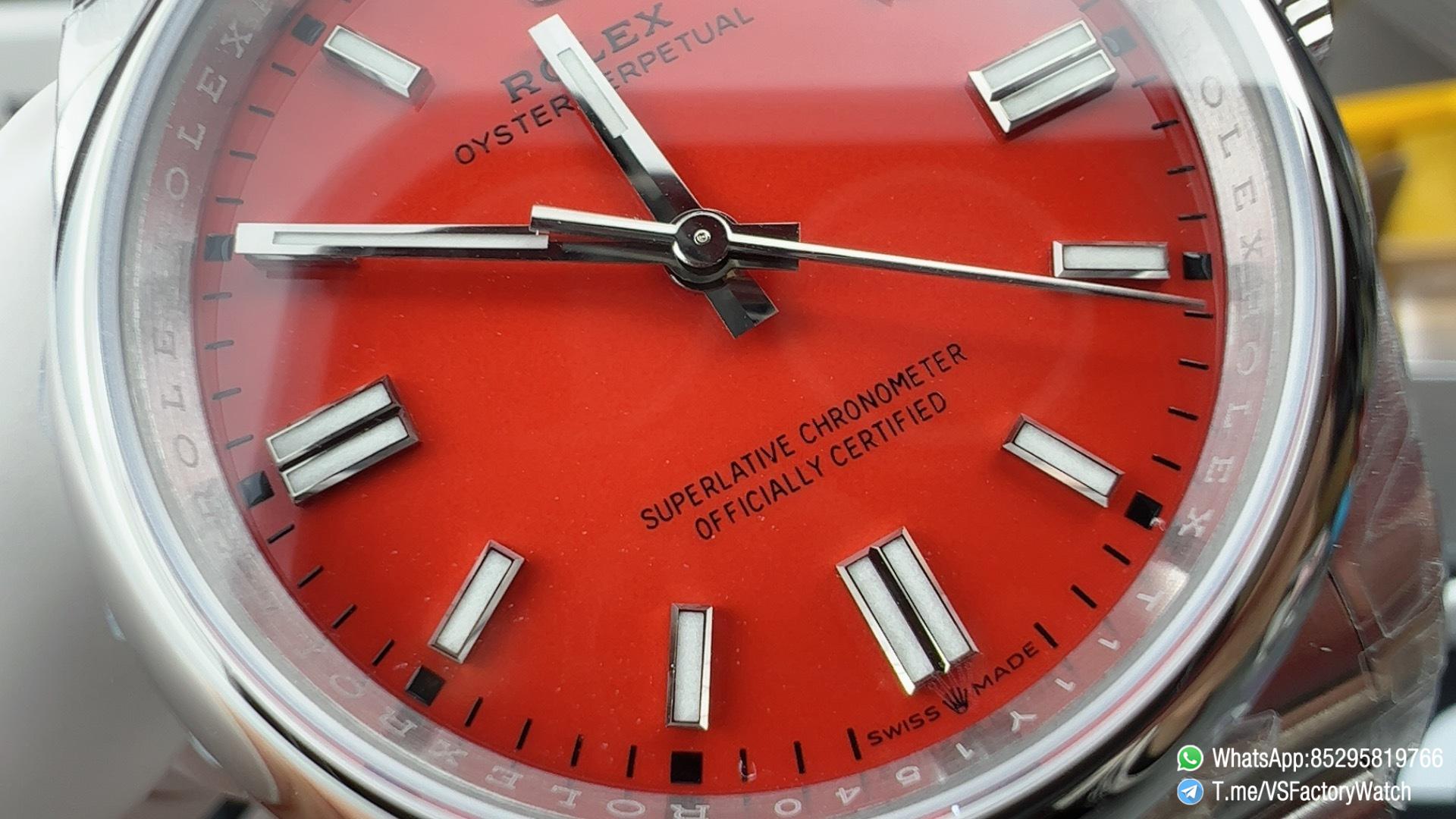 VS Factory Rolex Oyster Perpetual 36 Red Dial 126000 Oyster Bracelet DanDong 3230 72 Hours Power Reserve 03 VS Factory Rolex Oyster Perpetual 36 Red Dial 126000 Oyster Bracelet DanDong 3230 72 Hours Power Reserve 03