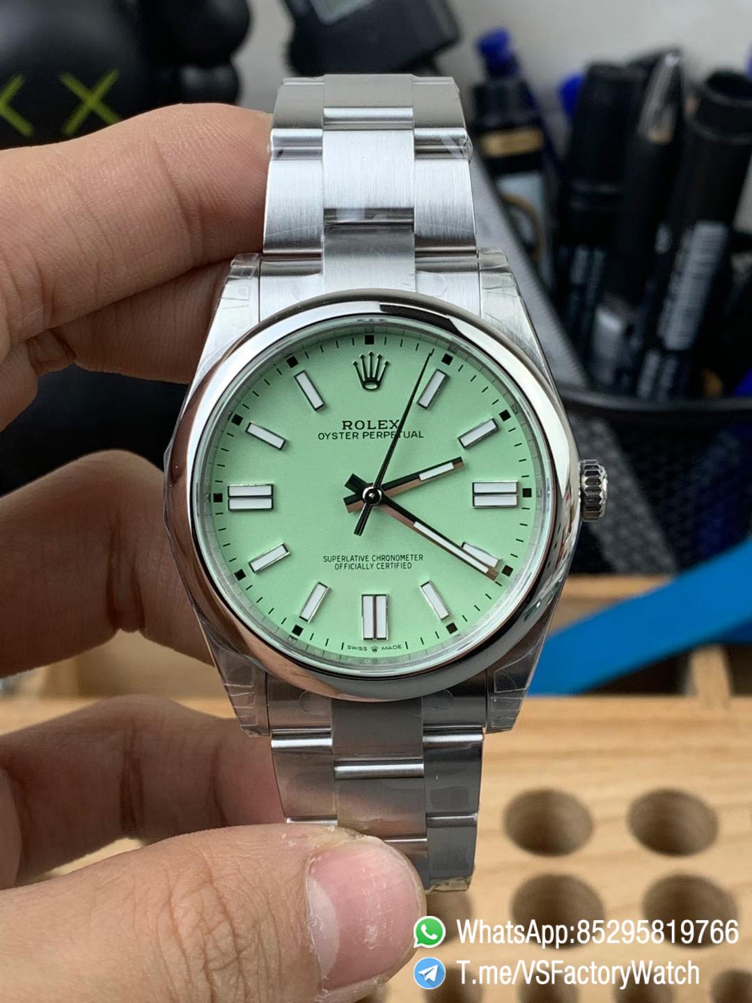 VS Factory Rolex VSF Oyster Perpetual 41 Ref 134300 904L Steel Pistachio Dial Oyster Bracelet DanDong 3230 Movement 01 VS Factory Rolex VSF Oyster Perpetual 41 Ref 134300 904L Steel Pistachio Dial Oyster Bracelet DanDong 3230 Movement 01