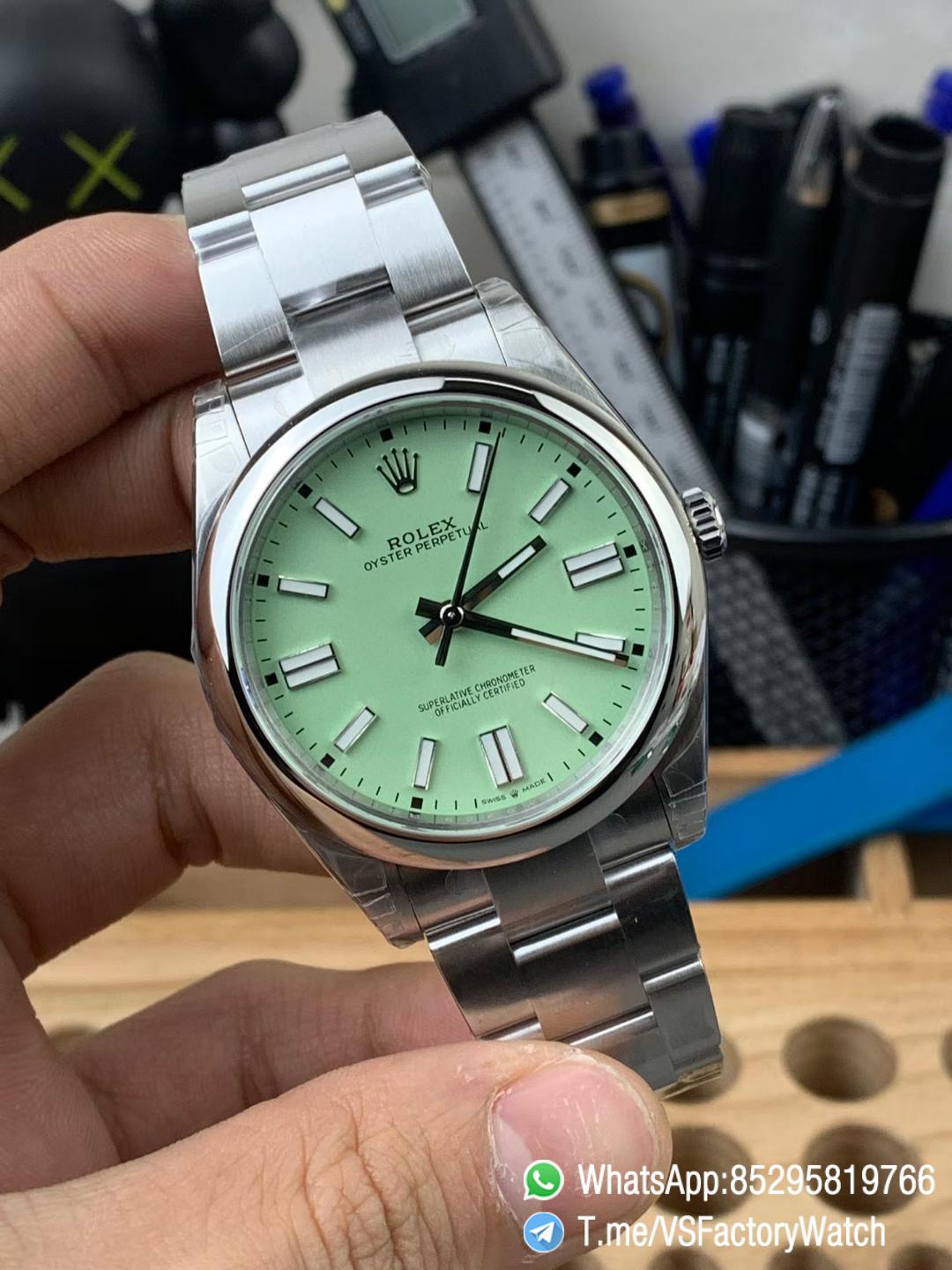 VS Factory Rolex VSF Oyster Perpetual 41 Ref 134300 904L Steel Pistachio Dial Oyster Bracelet DanDong 3230 Movement 02 VS Factory Rolex VSF Oyster Perpetual 41 Ref 134300 904L Steel Pistachio Dial Oyster Bracelet DanDong 3230 Movement 02