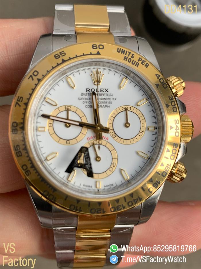 VS Factory Watch VSF Daytona 126503 V2 Gain Weight White Dial with Gold Ring Yellow Gold Bezel Two Tone Oyster Bracelet DD4131 Movement 000 VS Factory Watch VSF Daytona 126503 V2 Gain Weight White Dial with Gold Ring Yellow Gold Bezel Two Tone Oyster Bracelet DD4131 Movement 000