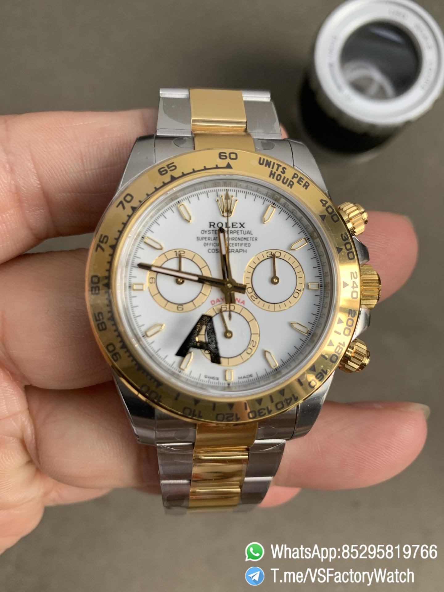 VS Factory Watch VSF Daytona 126503 V2 Gain Weight White Dial with Gold Ring Yellow Gold Bezel Two Tone Oyster Bracelet DD4131 Movement 01 VS Factory Watch VSF Daytona 126503 V2 Gain Weight White Dial with Gold Ring Yellow Gold Bezel Two Tone Oyster Bracelet DD4131 Movement 01