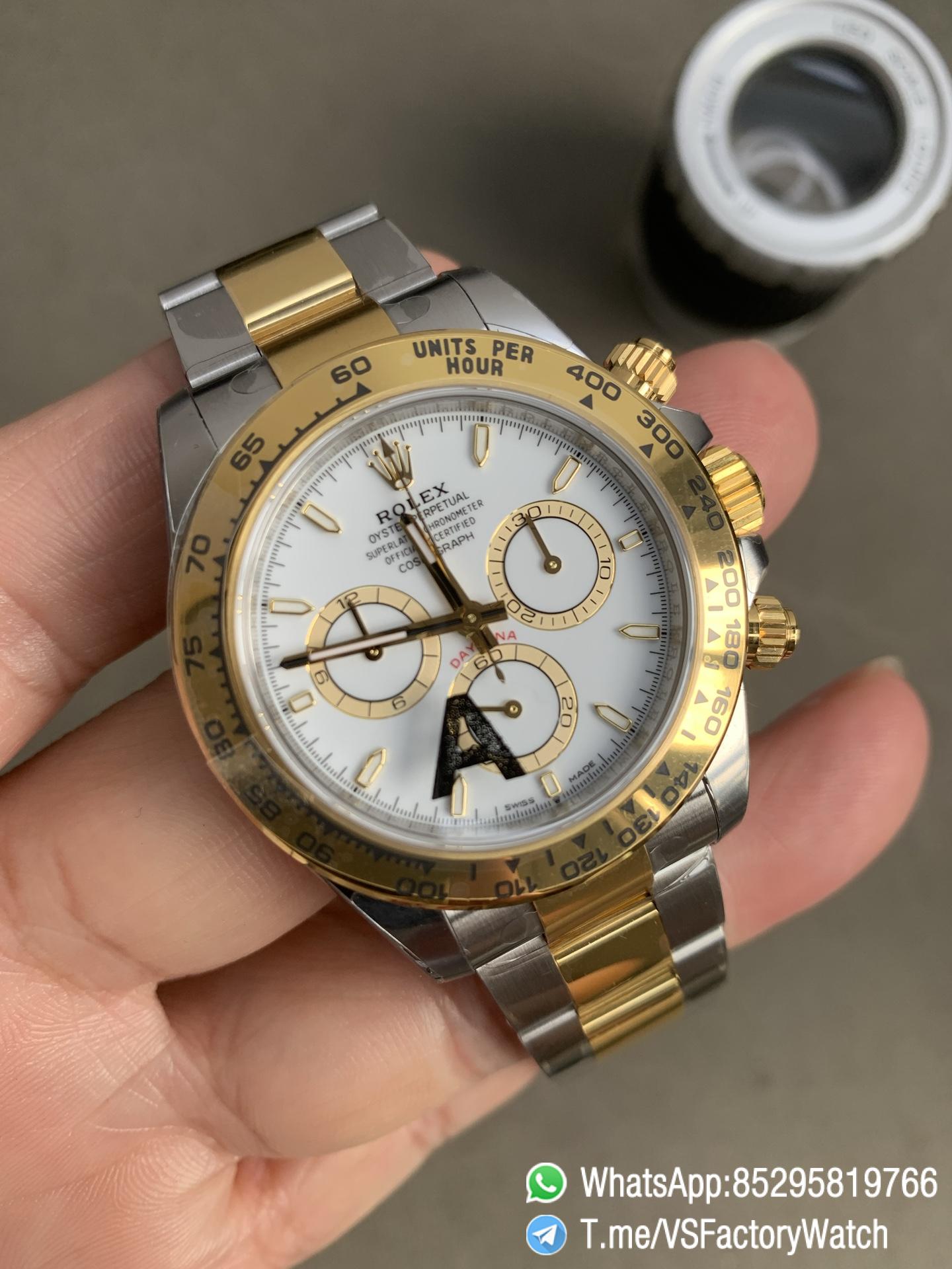 VS Factory Watch VSF Daytona 126503 V2 Gain Weight White Dial with Gold Ring Yellow Gold Bezel Two Tone Oyster Bracelet DD4131 Movement 02 VS Factory Watch VSF Daytona 126503 V2 Gain Weight White Dial with Gold Ring Yellow Gold Bezel Two Tone Oyster Bracelet DD4131 Movement 02