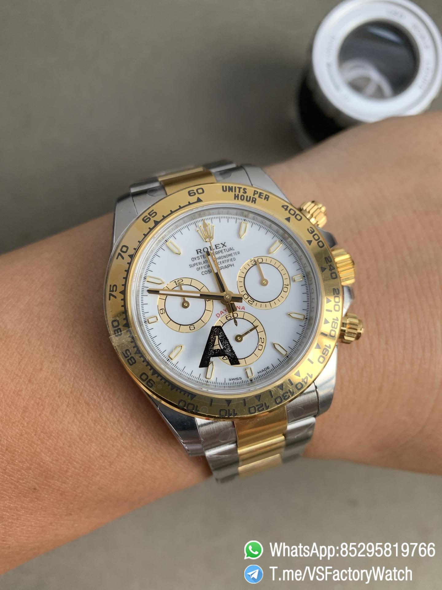VS Factory Watch VSF Daytona 126503 V2 Gain Weight White Dial with Gold Ring Yellow Gold Bezel Two Tone Oyster Bracelet DD4131 Movement 08 VS Factory Watch VSF Daytona 126503 V2 Gain Weight White Dial with Gold Ring Yellow Gold Bezel Two Tone Oyster Bracelet DD4131 Movement 08