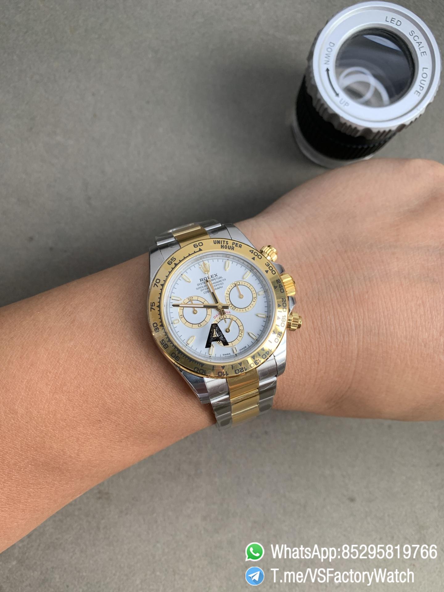 VS Factory Watch VSF Daytona 126503 V2 Gain Weight White Dial with Gold Ring Yellow Gold Bezel Two Tone Oyster Bracelet DD4131 Movement 09 VS Factory Watch VSF Daytona 126503 V2 Gain Weight White Dial with Gold Ring Yellow Gold Bezel Two Tone Oyster Bracelet DD4131 Movement 09