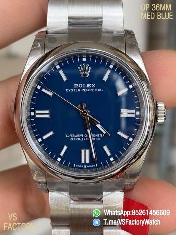 VS Factory Watch VSF Rolex Oyster Perpetual 36 Med Blue Dial 126000 Oyster Bracelet DanDong 3230 72 Hours Power Reserve 000