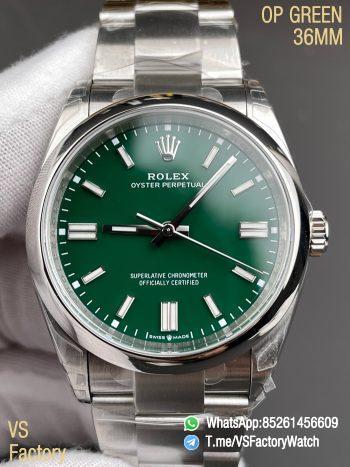 VS Factory Watch VSF Rolex Oyster Perpetual 36 Ref 126000 904L Steel Green Dial Oyster Bracelet DanDong 3230 Calibre 000