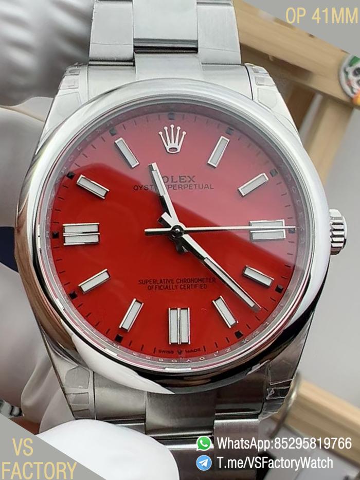 VS Factory Watch VSF Rolex Oyster Perpetual 41 Ref 124300 904L Steel Orange Red Dial Oyster Bracelet DanDong 3230 Calibre 00 VS Factory Watch VSF Rolex Oyster Perpetual 41 Ref 124300 904L Steel Orange Red Dial Oyster Bracelet DanDong 3230 Calibre 00