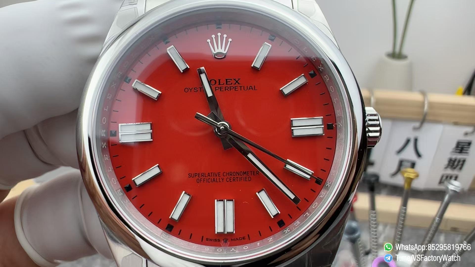 VS Factory Watch VSF Rolex Oyster Perpetual 41 Ref 124300 904L Steel Orange Red Dial Oyster Bracelet DanDong 3230 Calibre 02 VS Factory Watch VSF Rolex Oyster Perpetual 41 Ref 124300 904L Steel Orange Red Dial Oyster Bracelet DanDong 3230 Calibre 02