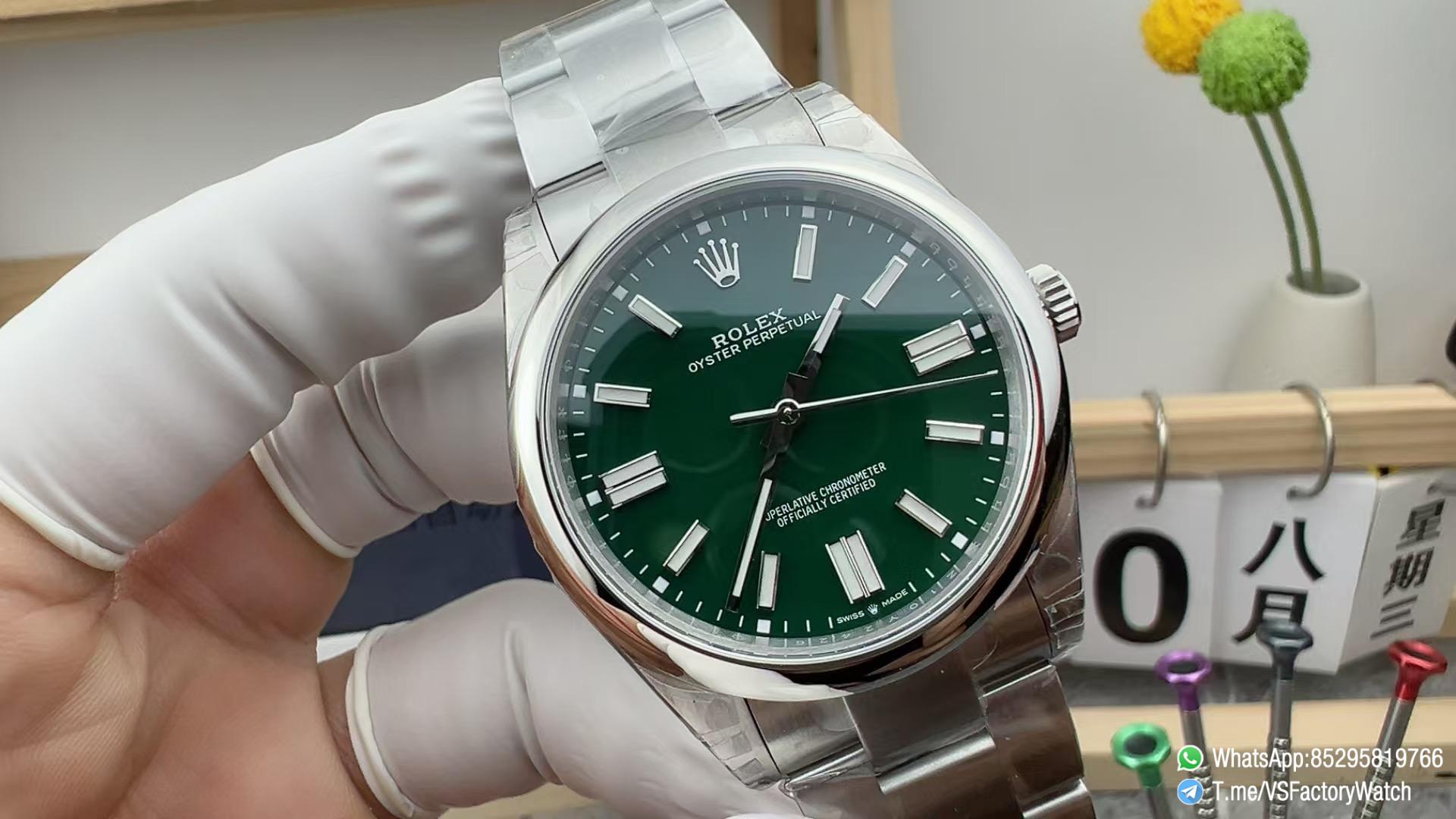 VS Factory Watch VSF Rolex Oyster Perpetual 41 Ref 134300 Green Dial 904L Steel Case and Oyster Bracelet DanDong 3230 Calibre 01 VS Factory Watch VSF Rolex Oyster Perpetual 41 Ref 134300 Green Dial 904L Steel Case and Oyster Bracelet DanDong 3230 Calibre 01